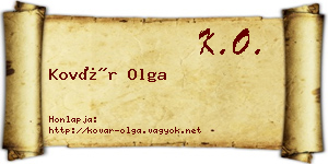 Kovár Olga névjegykártya